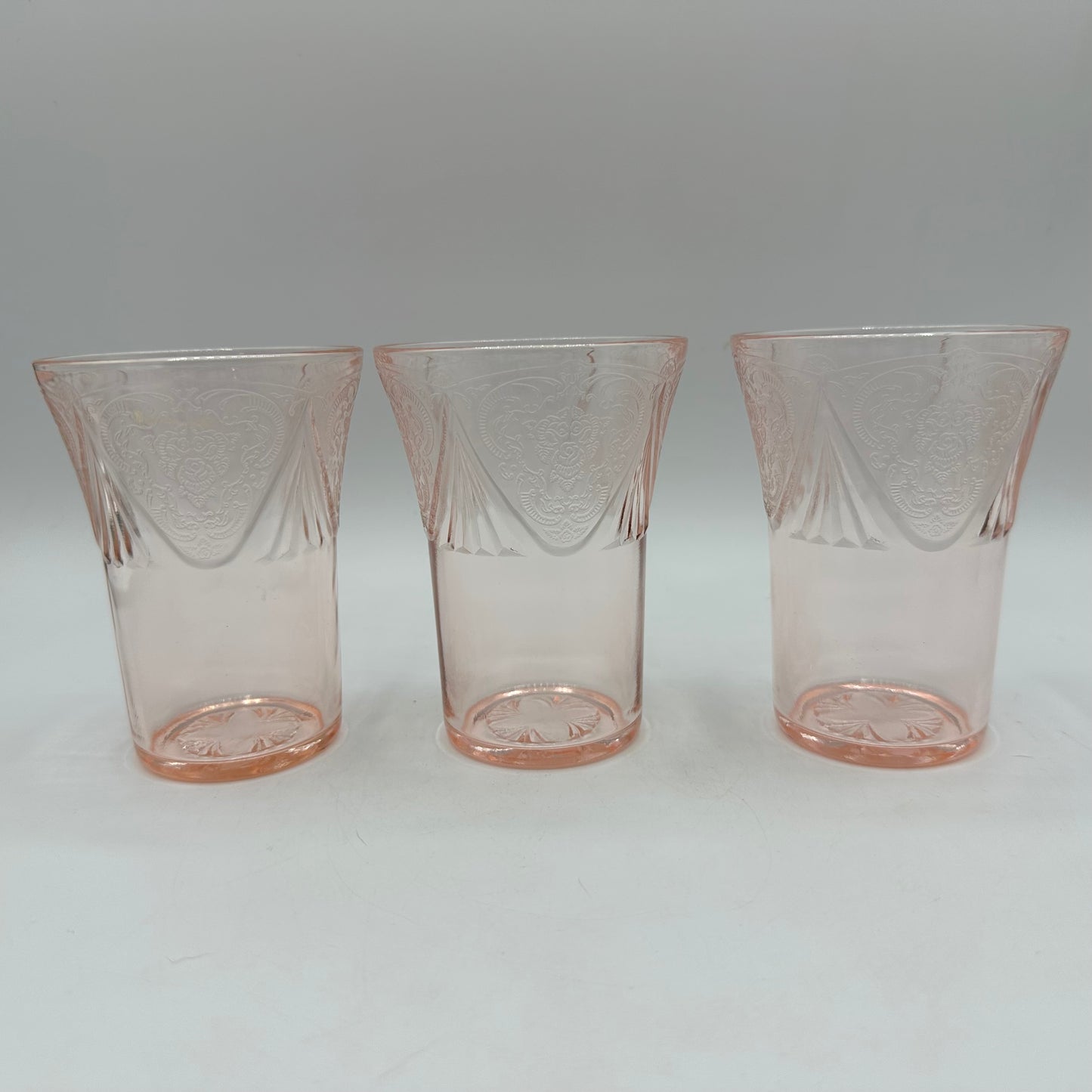 Hazel-Atlas Pink Royal Lace 9oz Flat Tumbler, Set of 6
