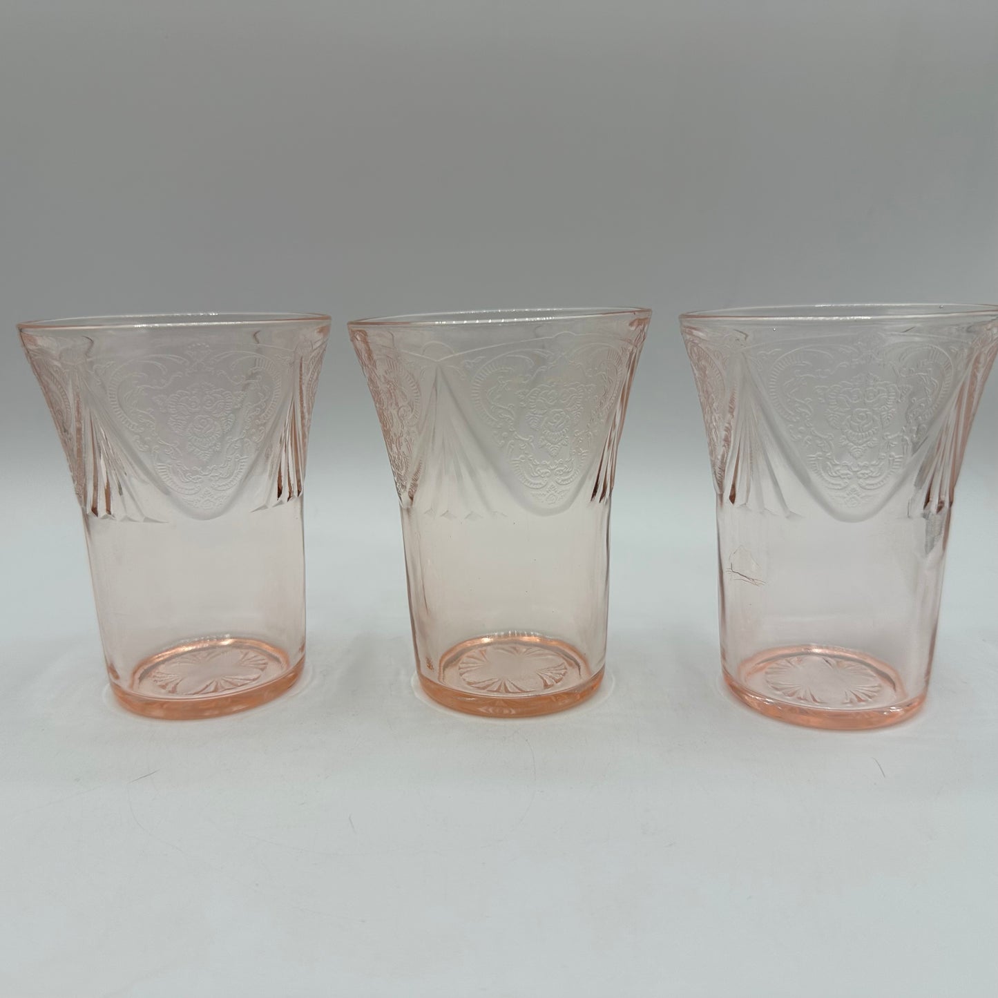 Hazel-Atlas Pink Royal Lace 9oz Flat Tumbler, Set of 6