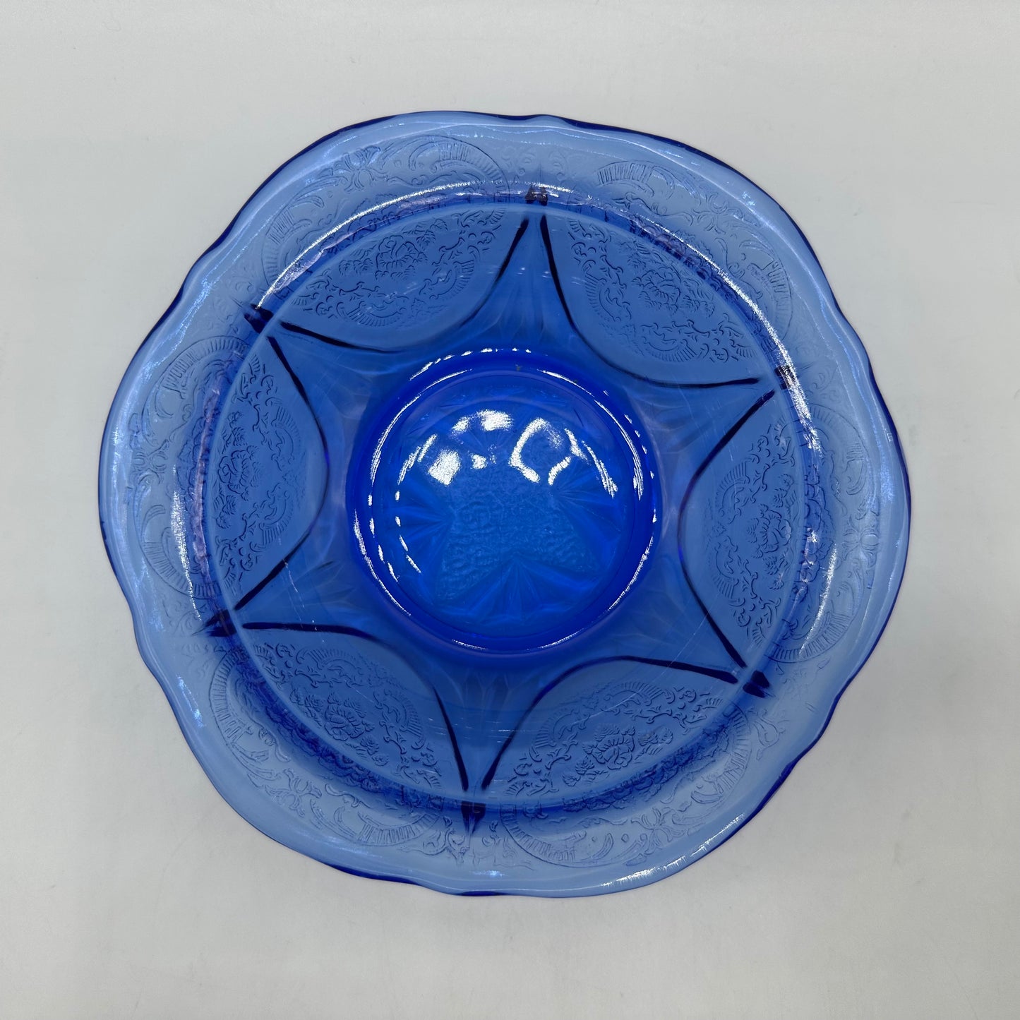 Hazel-Atlas Royal Lace 5" Small Fruit Dessert Bowl, Cobalt Blue