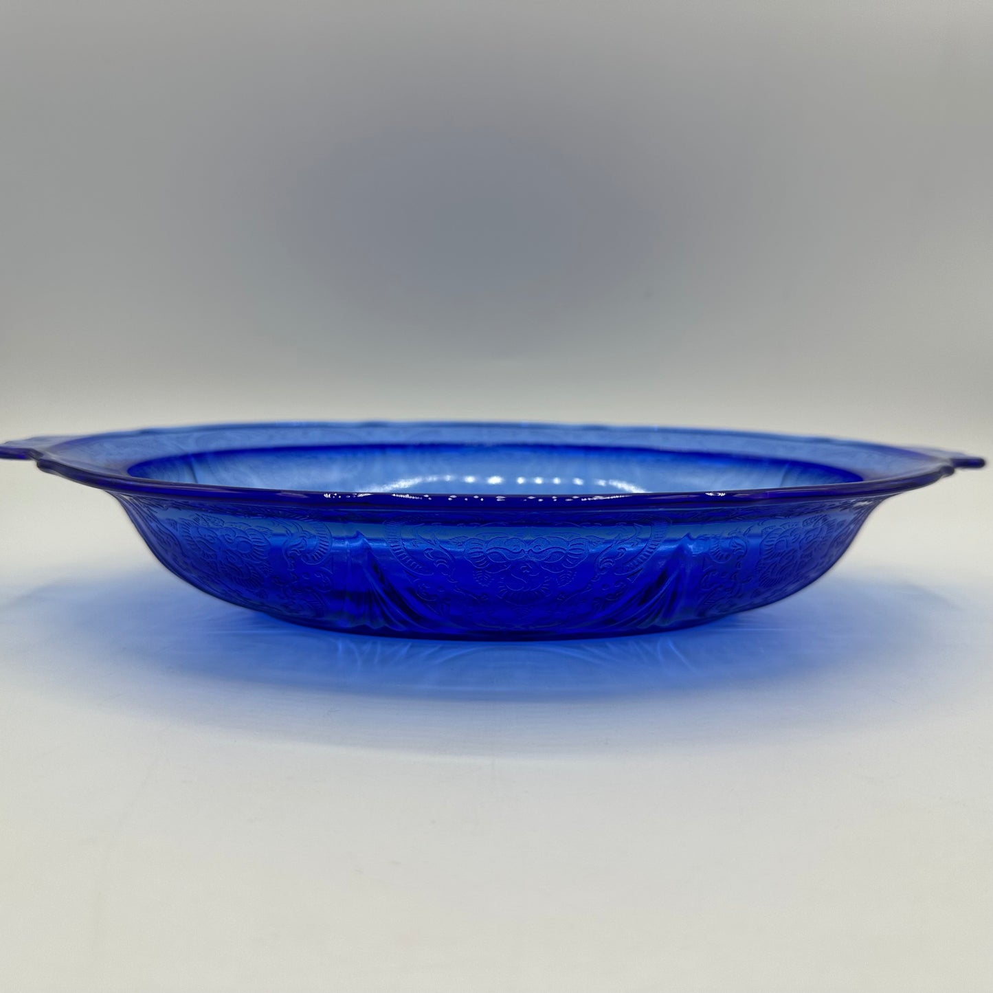 Hazel-Atlas Royal Lace 11" Oval Vegetable Bowl, Cobalt Blue