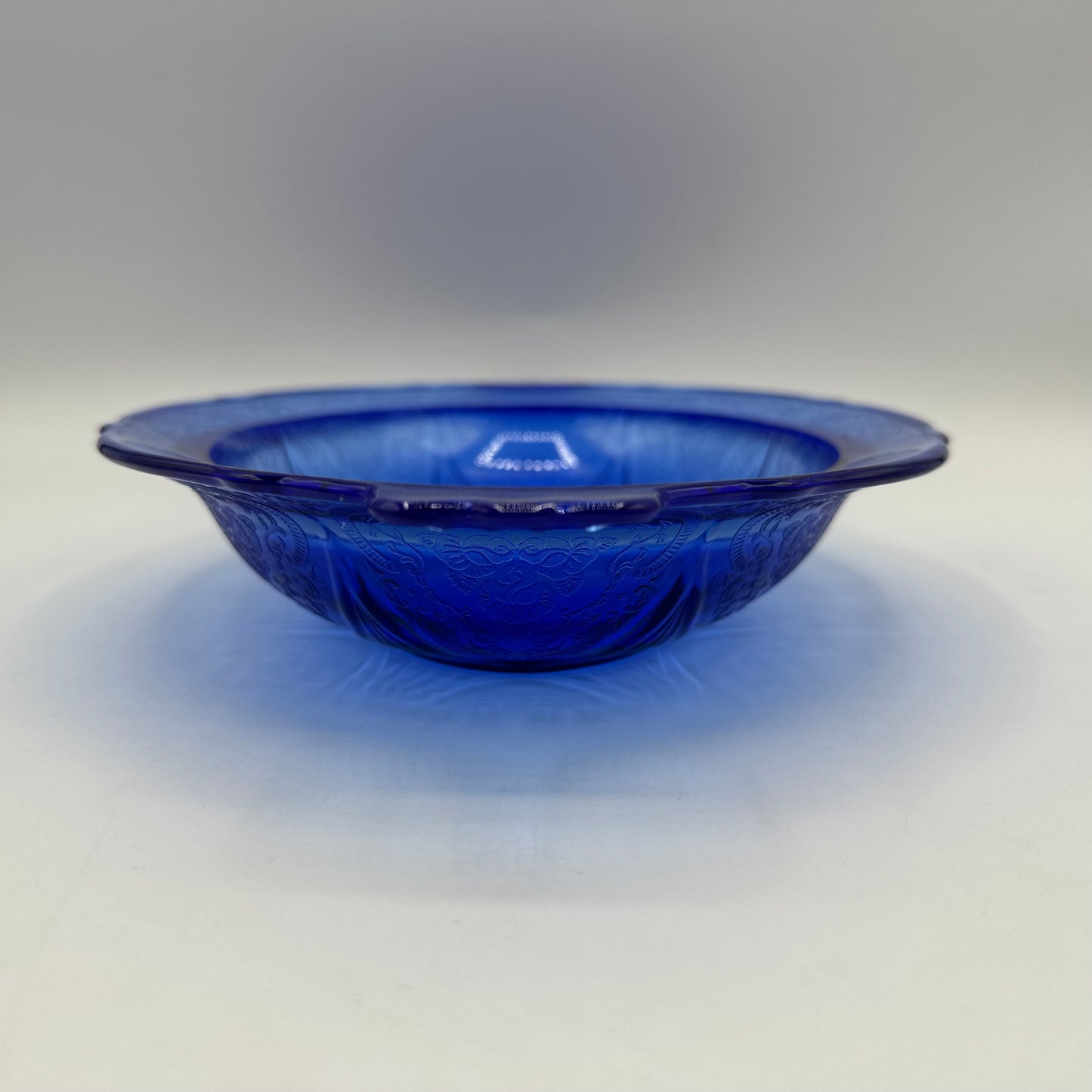 Hazel-Atlas Royal Lace 11" Oval Vegetable Bowl, Cobalt Blue