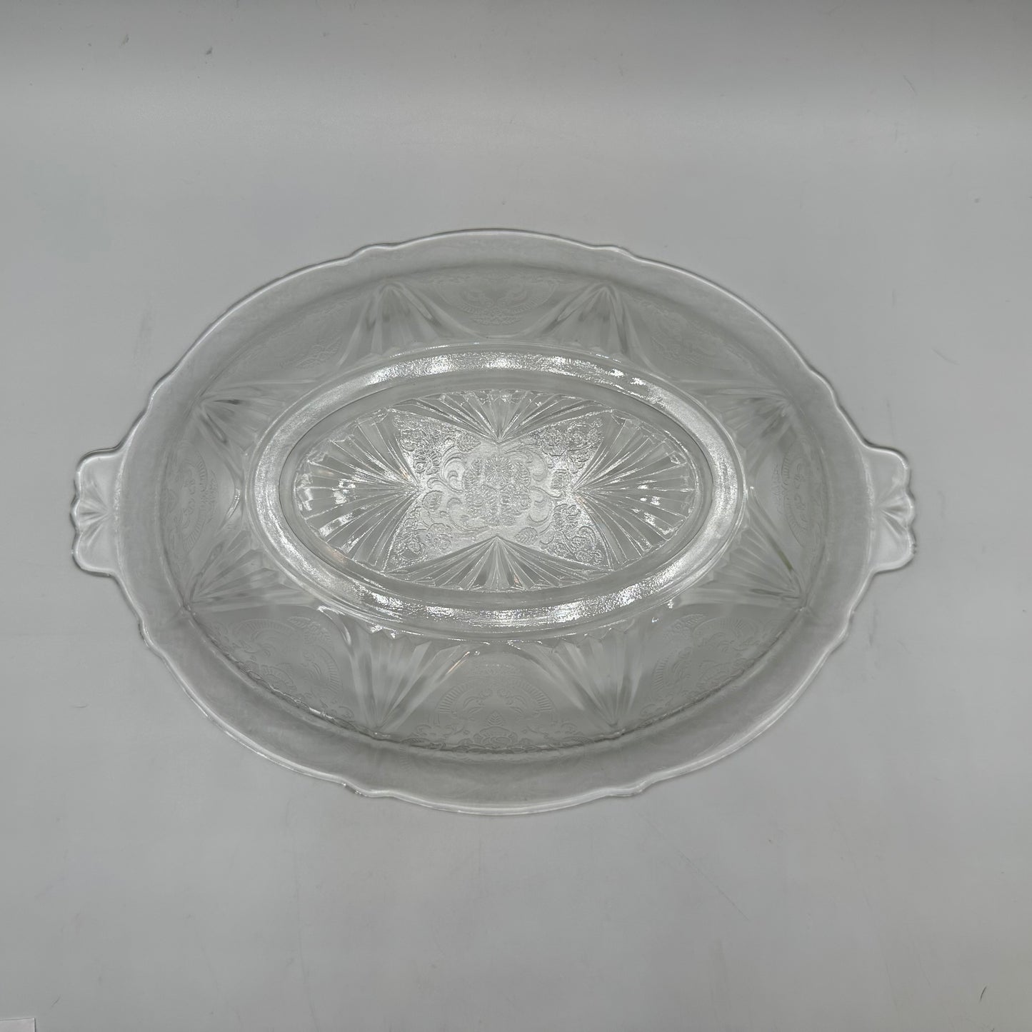 Hazel-Atlas Royal Lace 11" Oval Vegetable Bowl, Clear