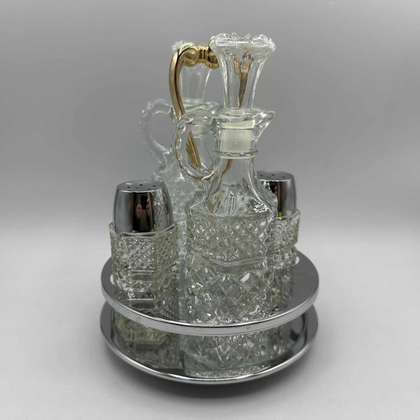 Kromex Oil, Vinegar, Salt & Pepper Set with Caddy
