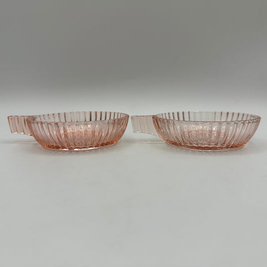 Anchor Hocking Queen Mary Small Fruit/Dessert Bowl with Handle, Pink, Set of 2