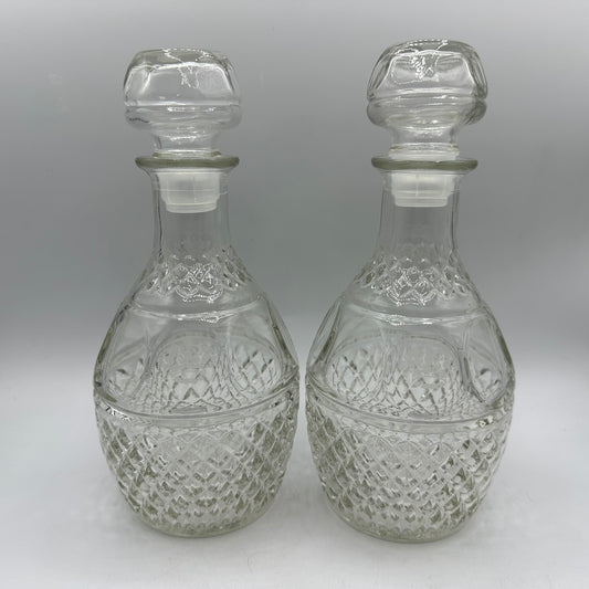 Princess House Glass Decanter Heritage Crown and Grapes, Set of 2