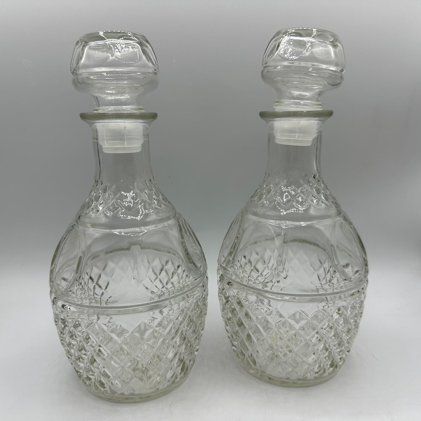 Princess House Glass Decanter Heritage Crown and Grapes, Set of 2
