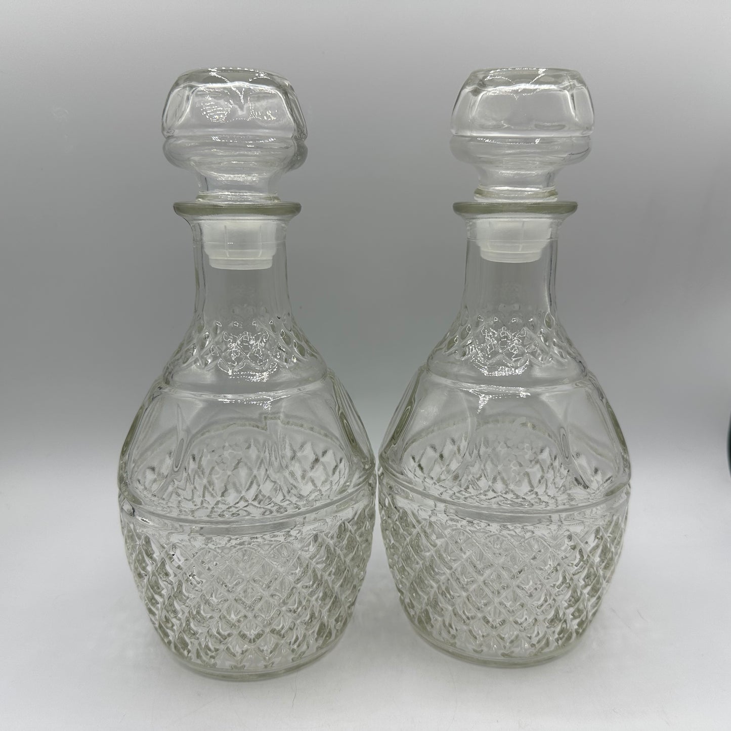 Princess House Glass Decanter Heritage Crown and Grapes, Set of 2