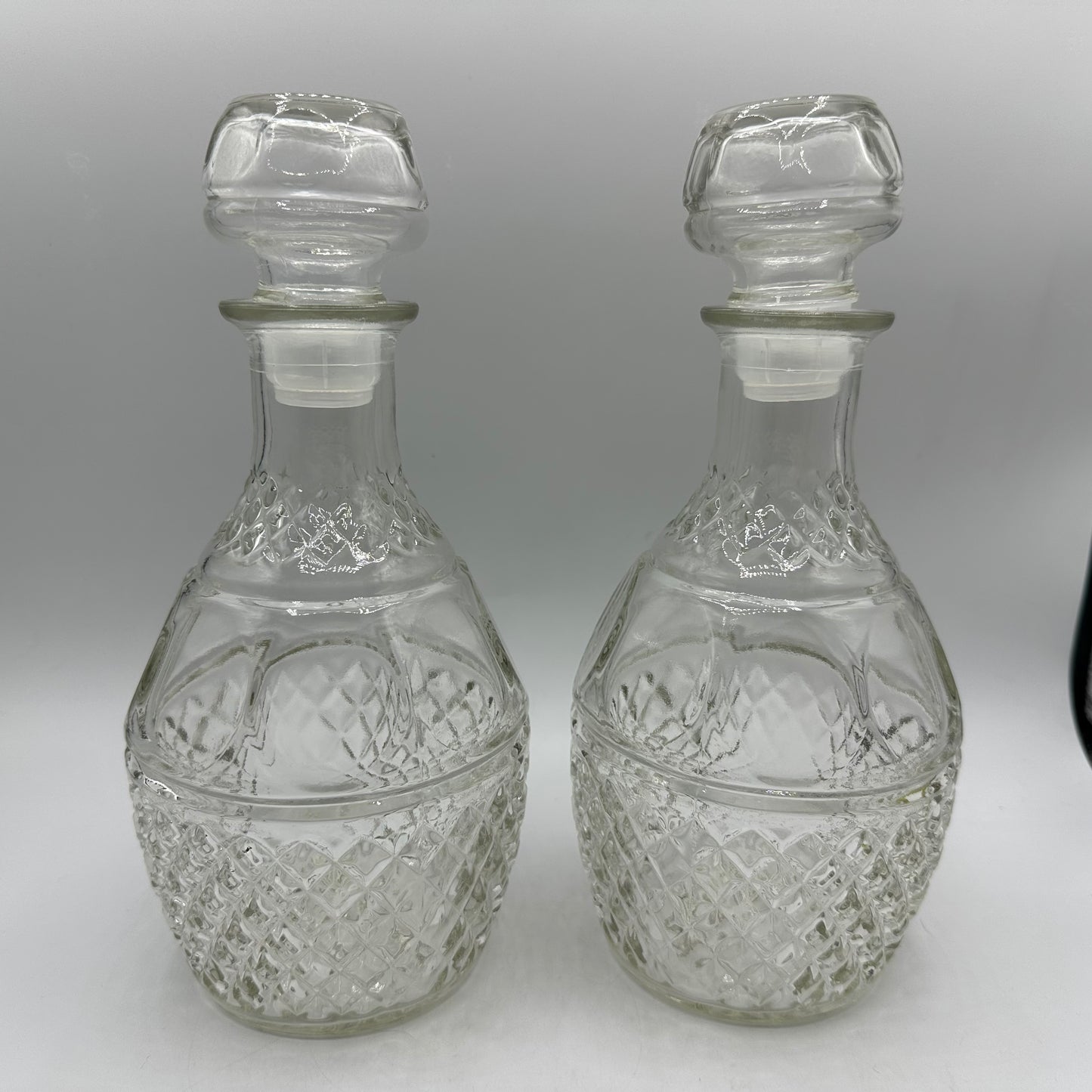 Princess House Glass Decanter Heritage Crown and Grapes, Set of 2
