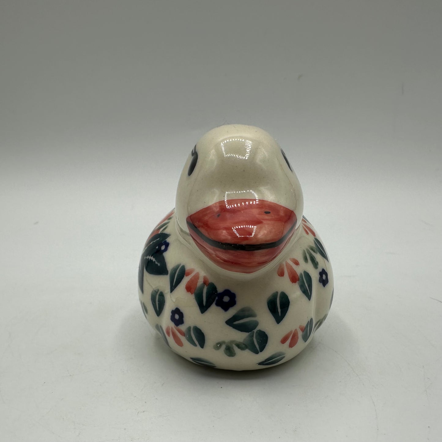Ceramika Bona Unikat 4" Duck Figurine, Red Anemone Meadow
