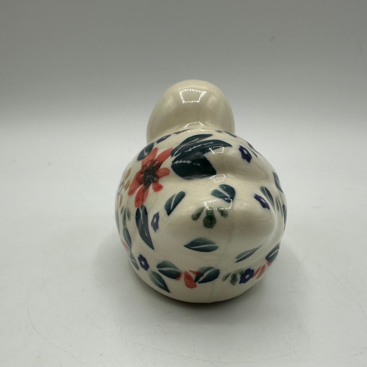Ceramika Bona Unikat 4" Duck Figurine, Red Anemone Meadow