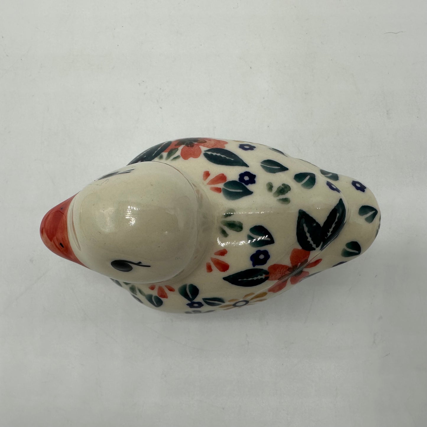 Ceramika Bona Unikat 4" Duck Figurine, Red Anemone Meadow