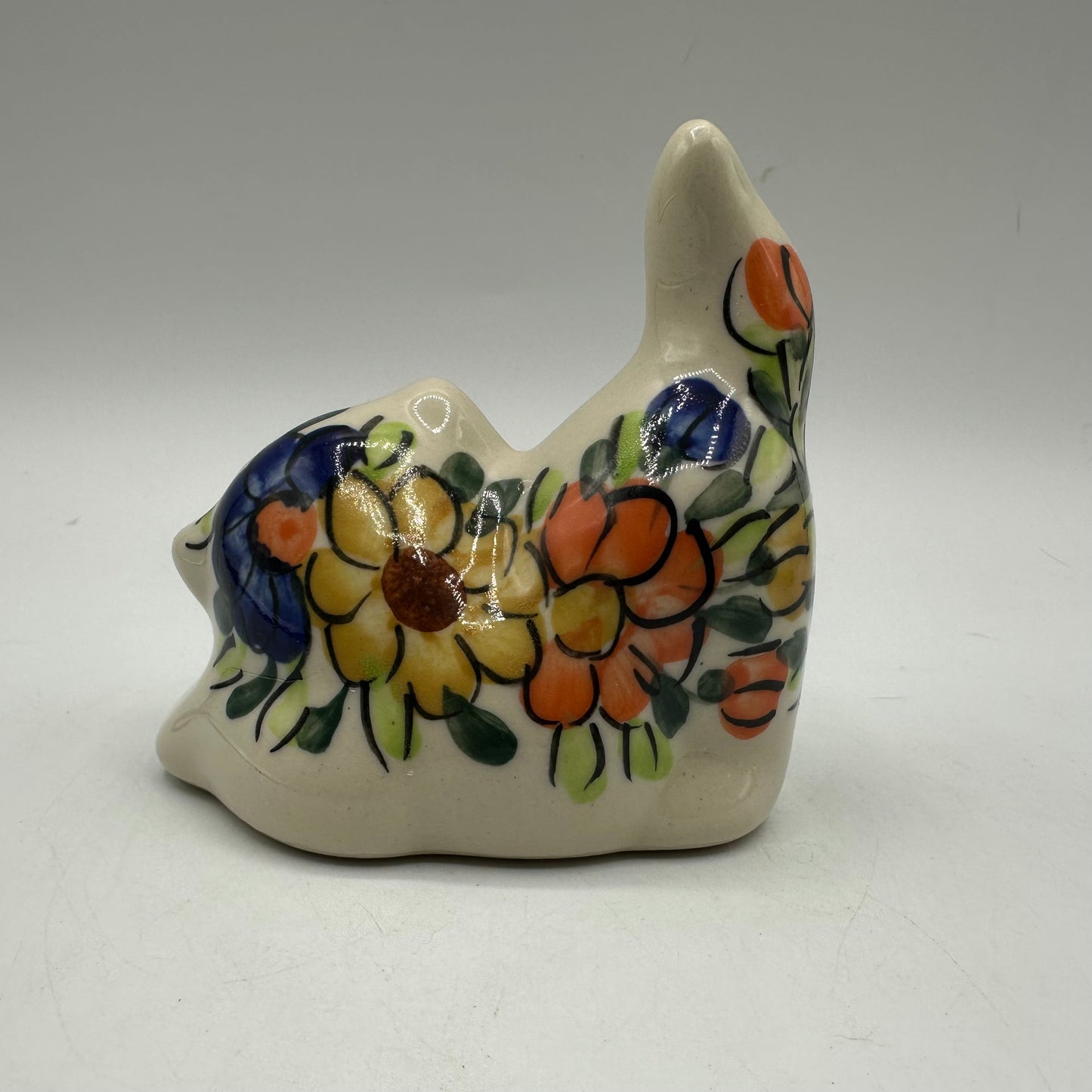 Ceramika Bona Unikat 3" Cat Figurine, Fall Garden