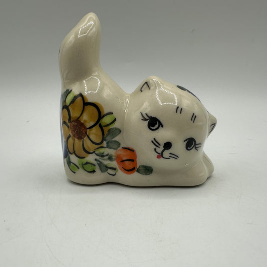 Ceramika Bona Unikat 3" Cat Figurine, Fall Garden