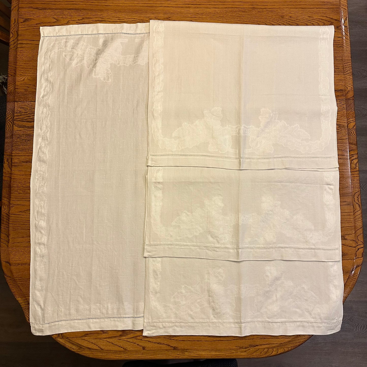 White Demask Table Runners, Set of 4
