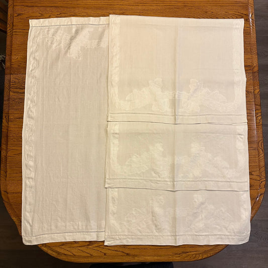 White Demask Table Runners, Set of 4