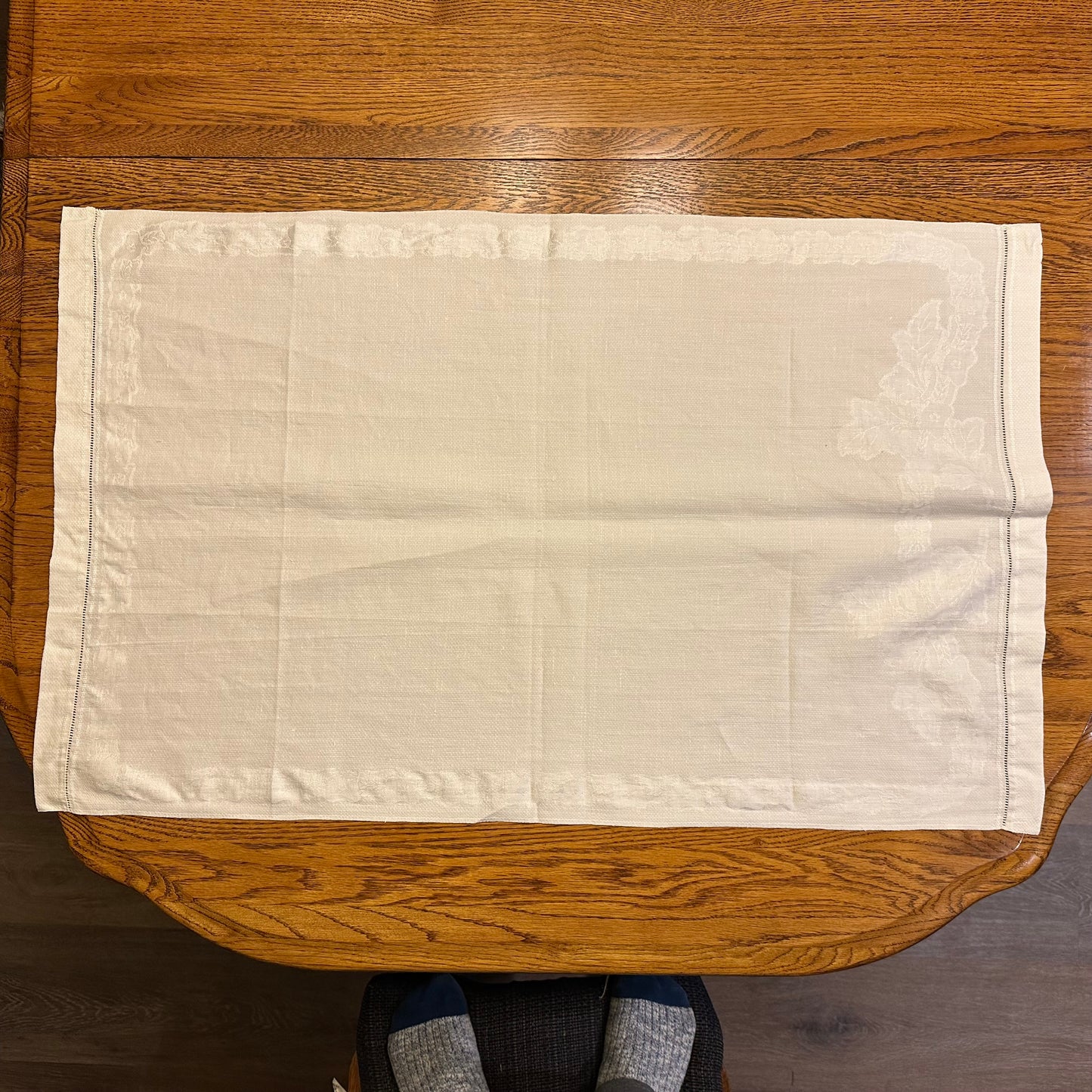 White Demask Table Runners, Set of 4