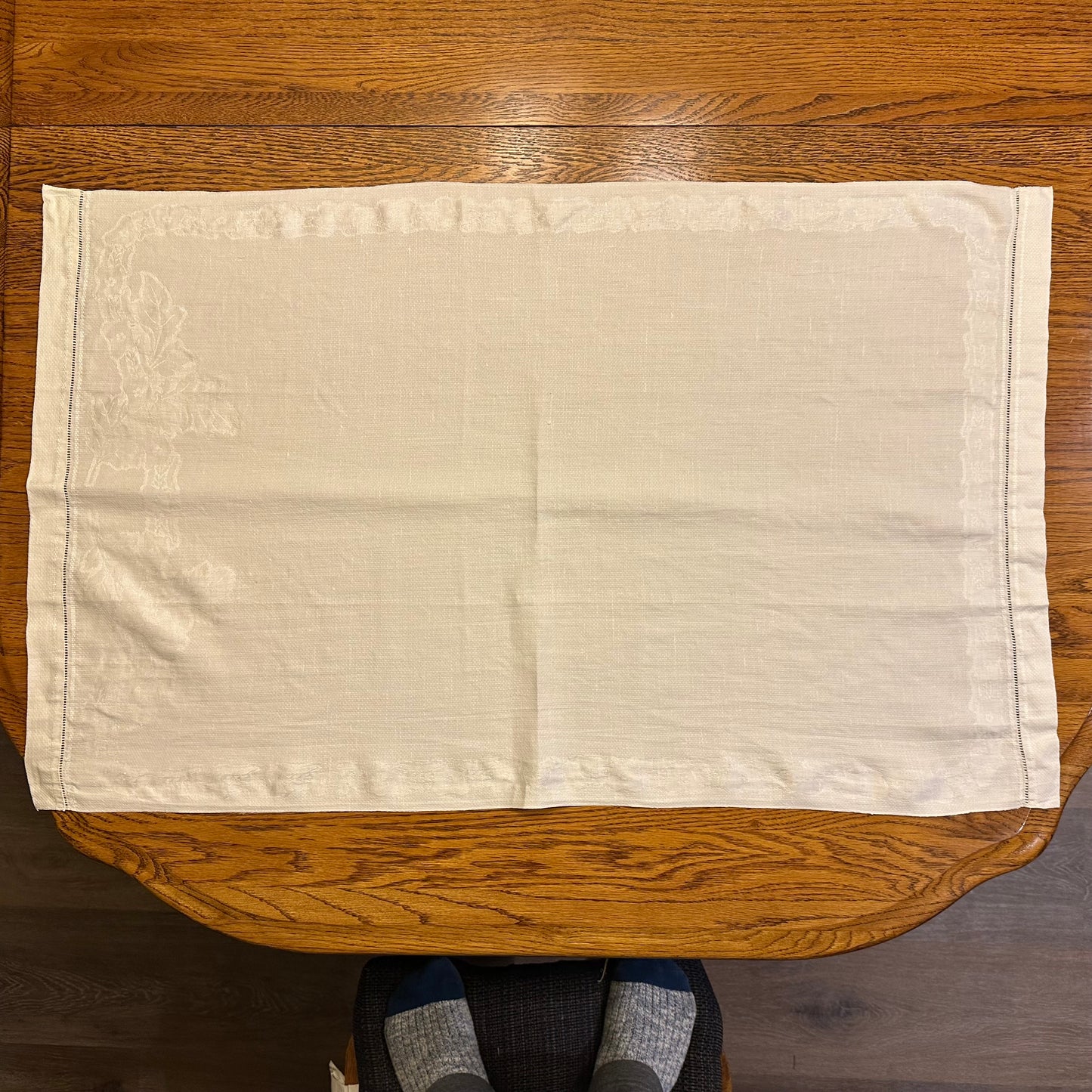 White Demask Table Runners, Set of 4