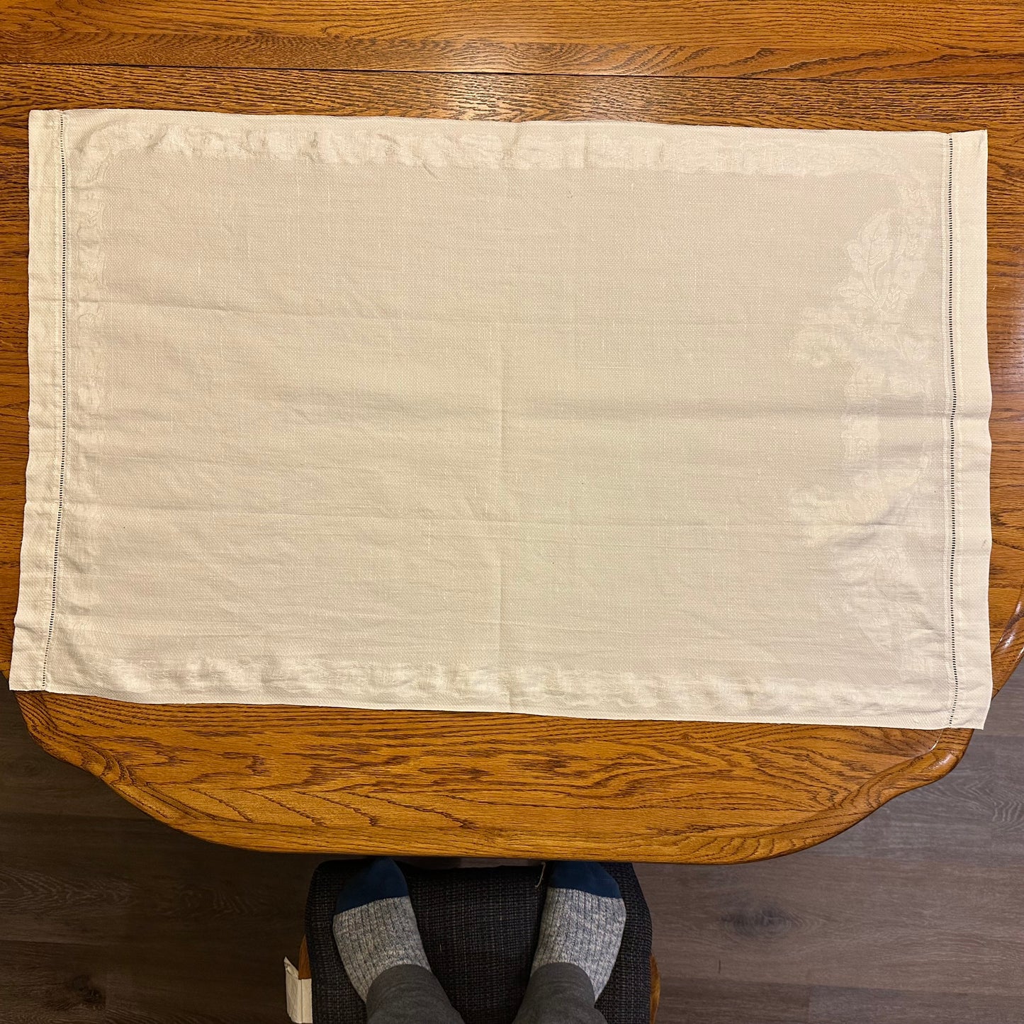 White Demask Table Runners, Set of 4