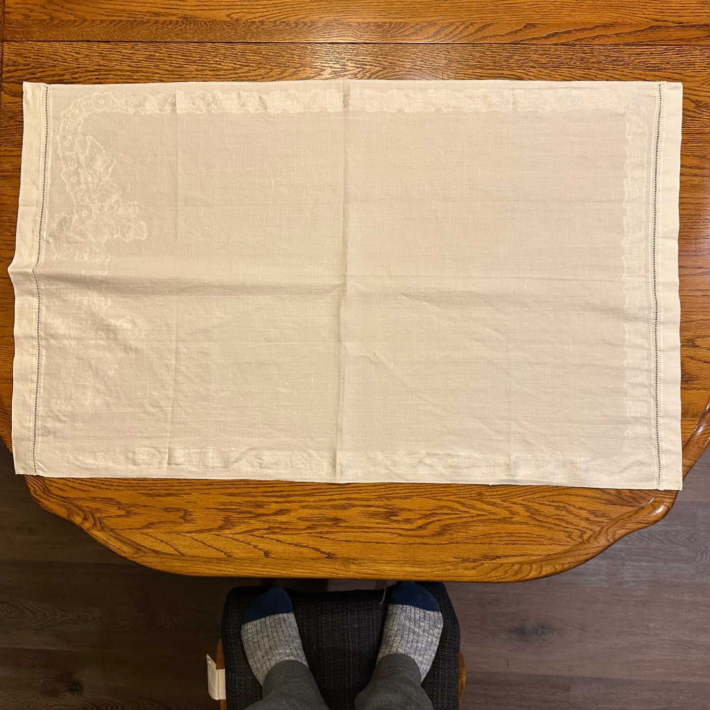 White Demask Table Runners, Set of 4