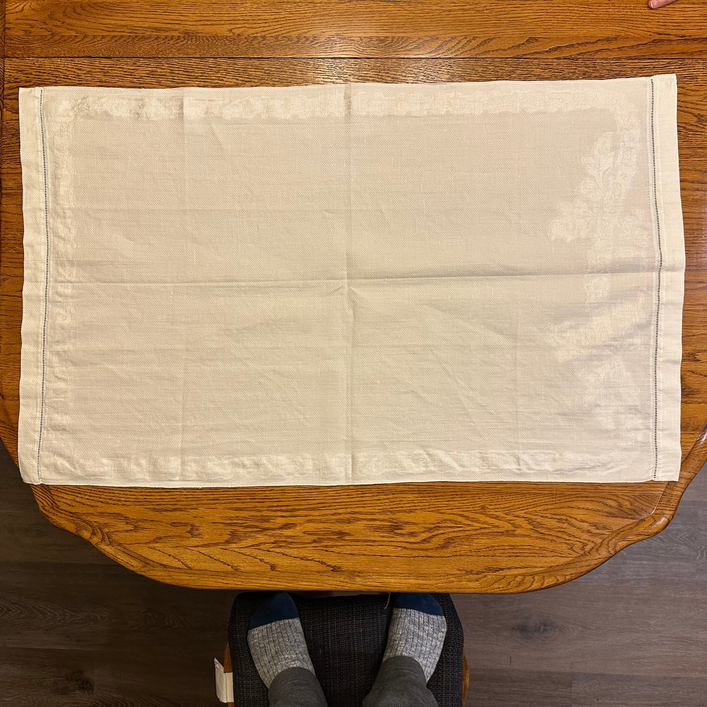 White Demask Table Runners, Set of 4
