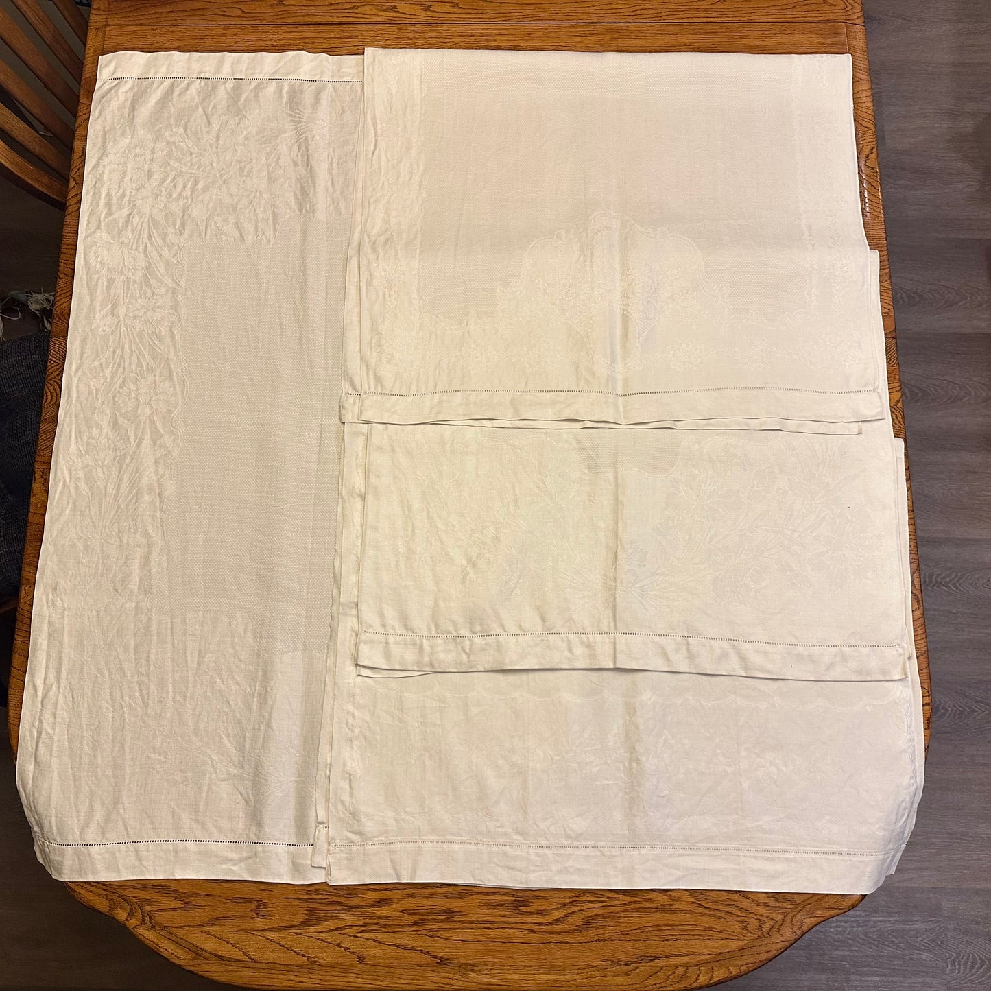 White Demask Table Runners, Set of 4
