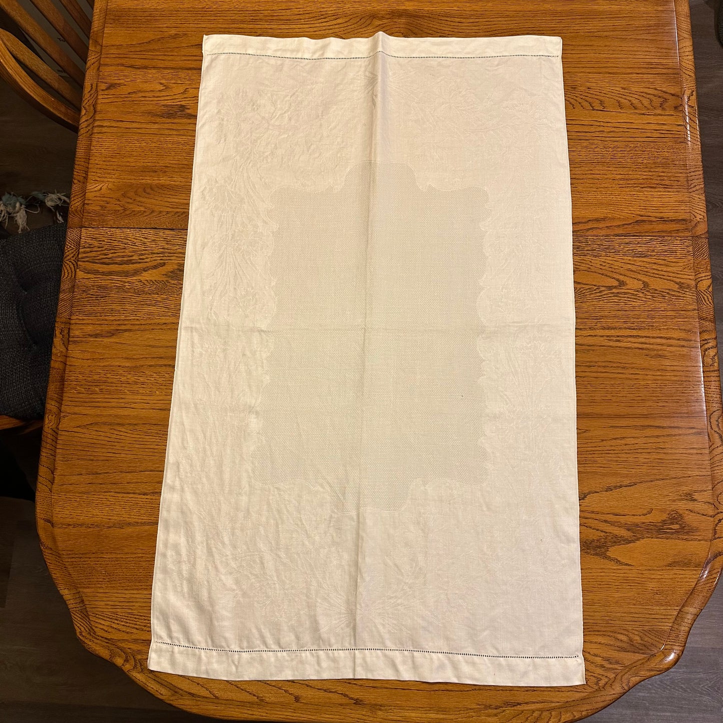 White Demask Table Runners, Set of 4