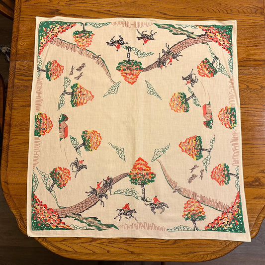 Fox Hunt/Equestrian Tablecloth, 33 1/2 X 32"