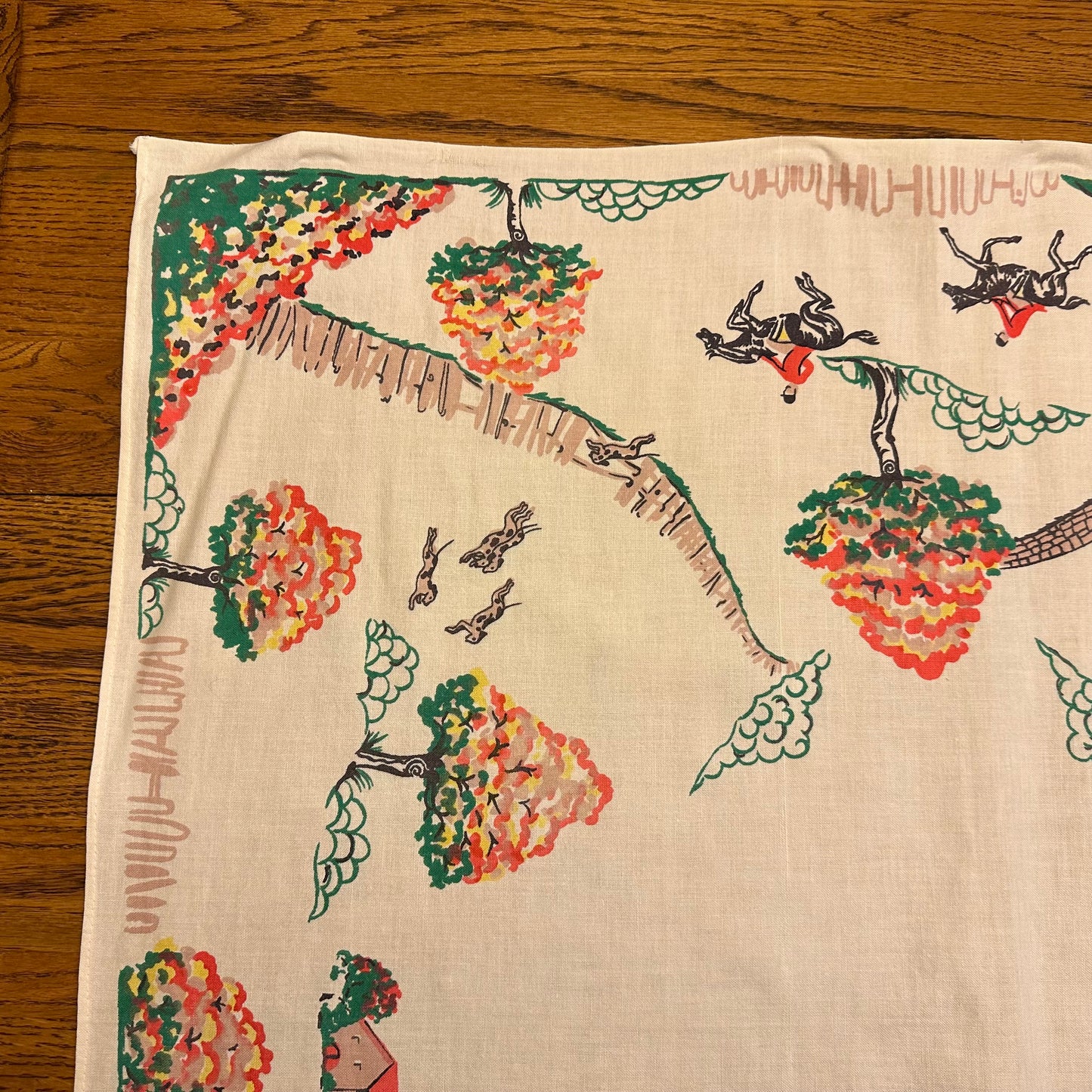 Fox Hunt/Equestrian Tablecloth, 33 1/2 X 32"