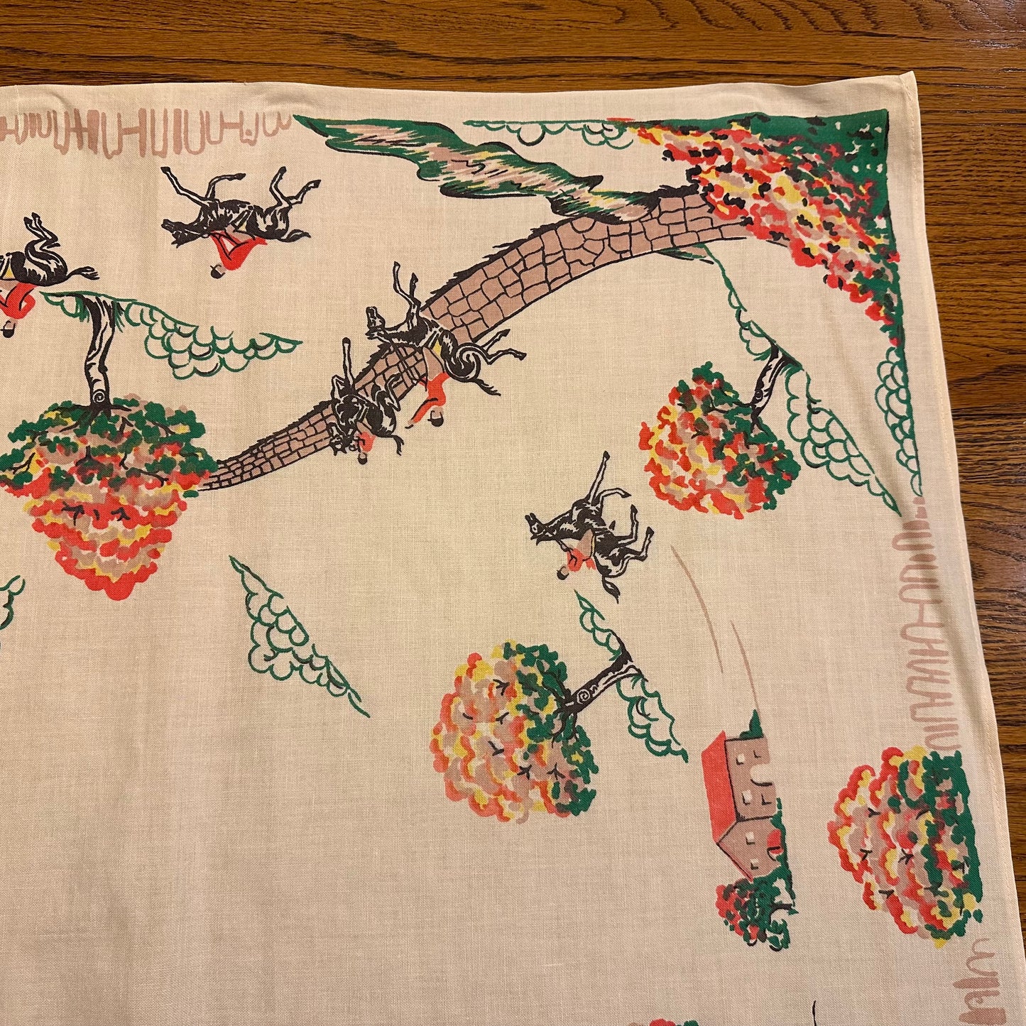 Fox Hunt/Equestrian Tablecloth, 33 1/2 X 32"