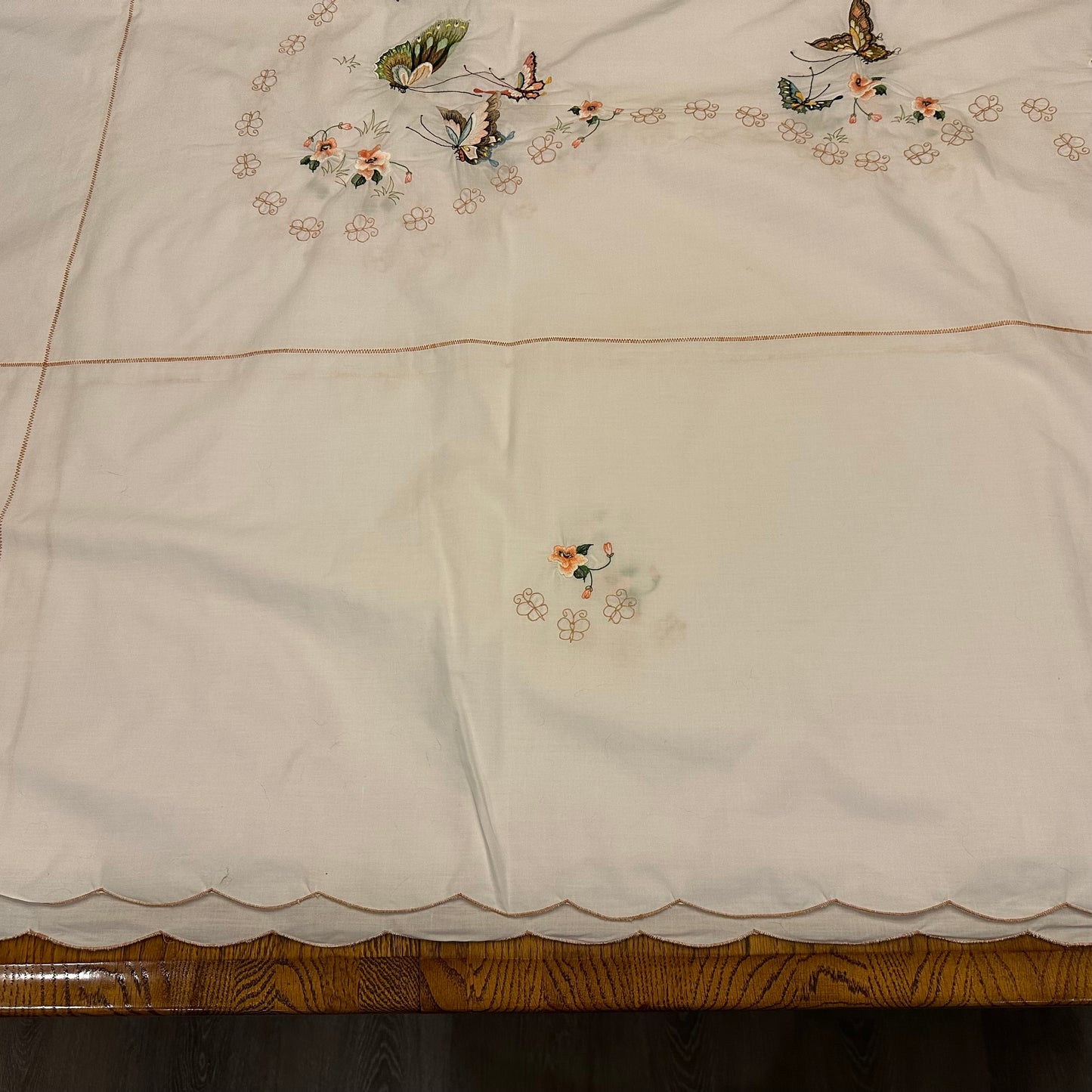 Butterfly Embroidered Tablecloth, 64 X 115