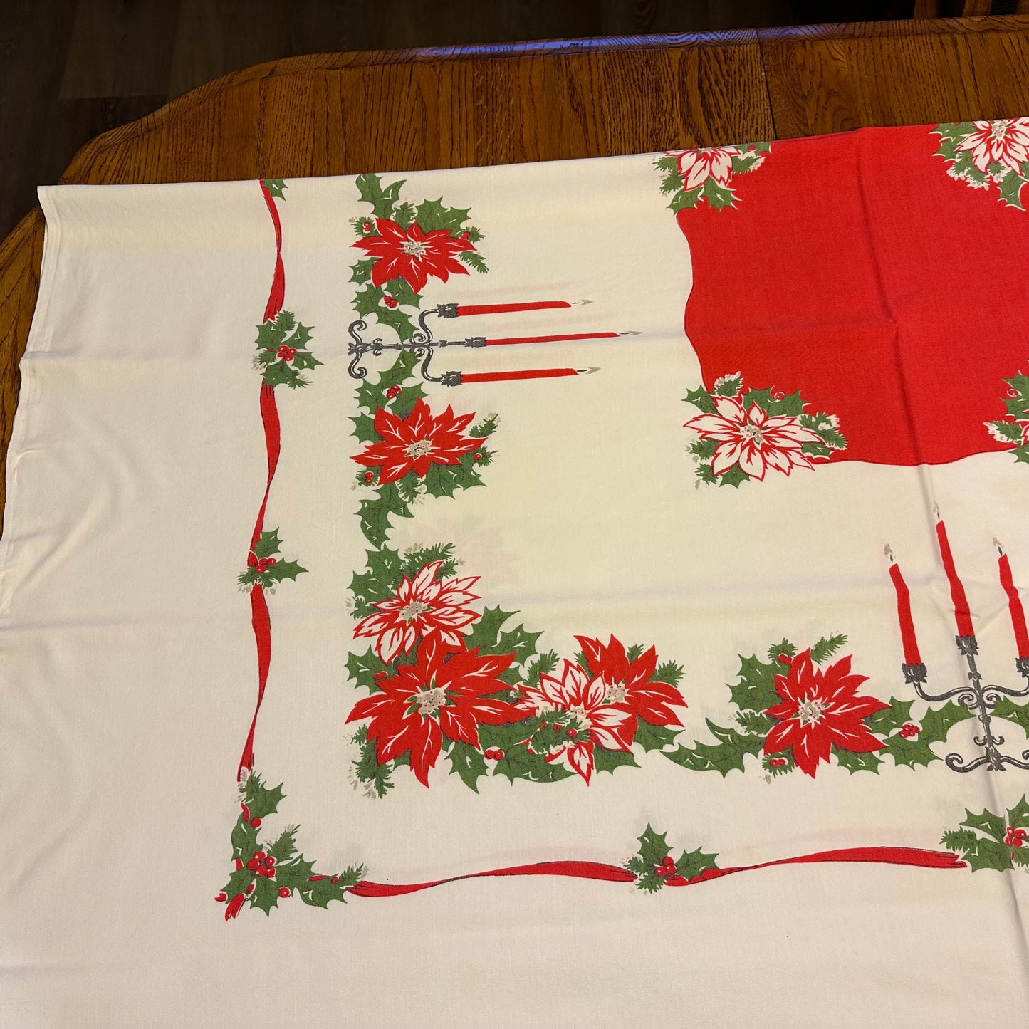 Poinsettia Christmas Tablecloth, 72 X 58