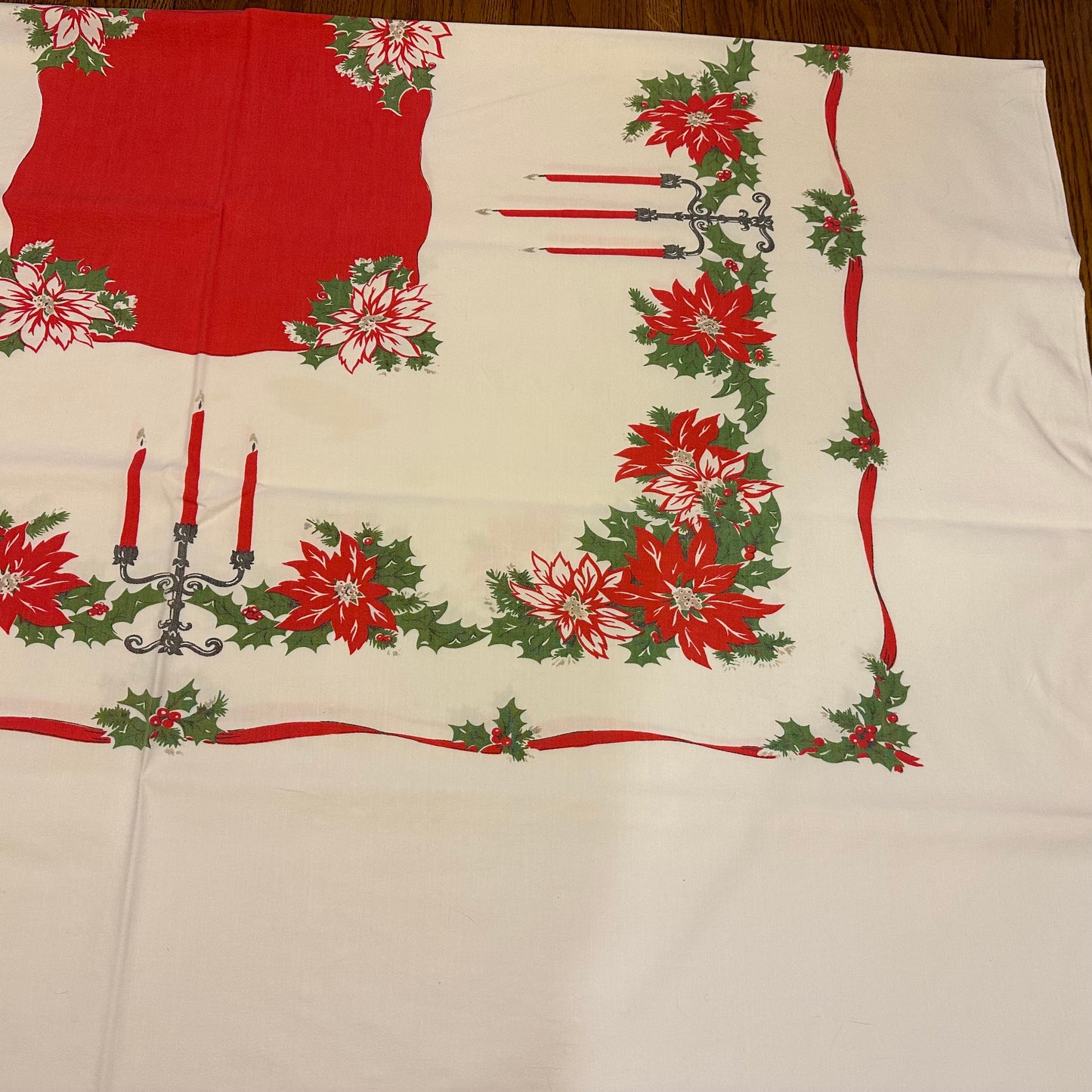 Poinsettia Christmas Tablecloth, 72 X 58