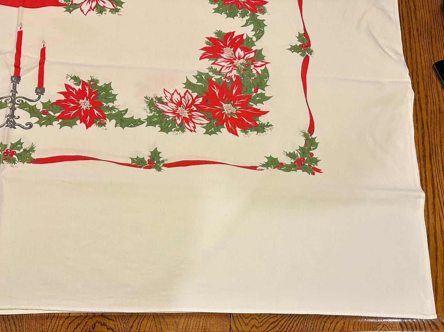 Poinsettia Christmas Tablecloth, 72 X 58