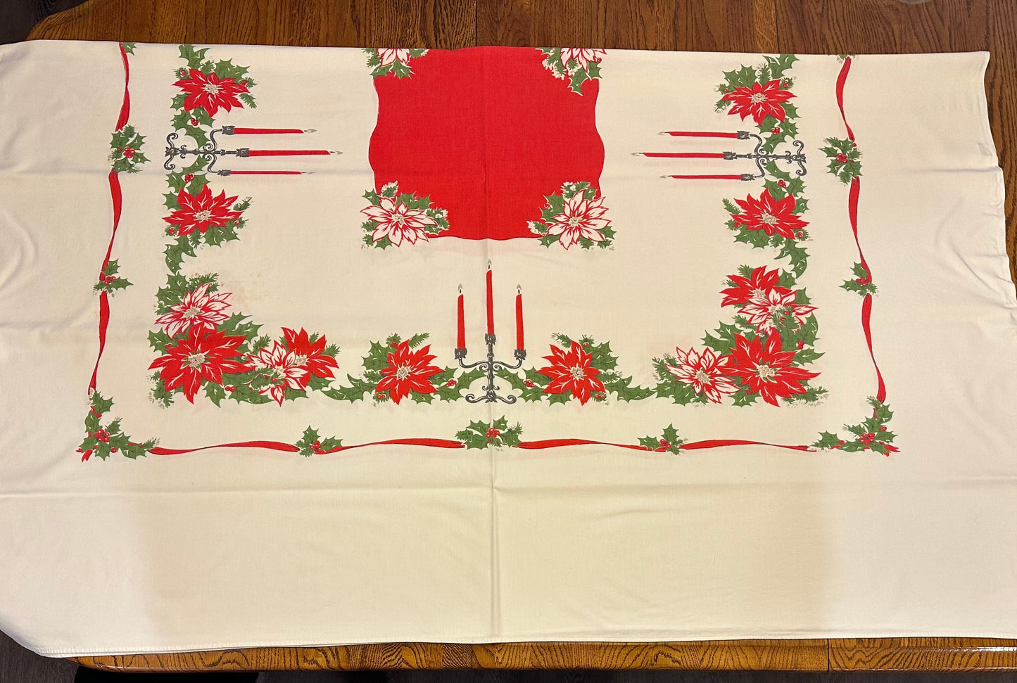 Poinsettia Christmas Tablecloth, 72 X 58