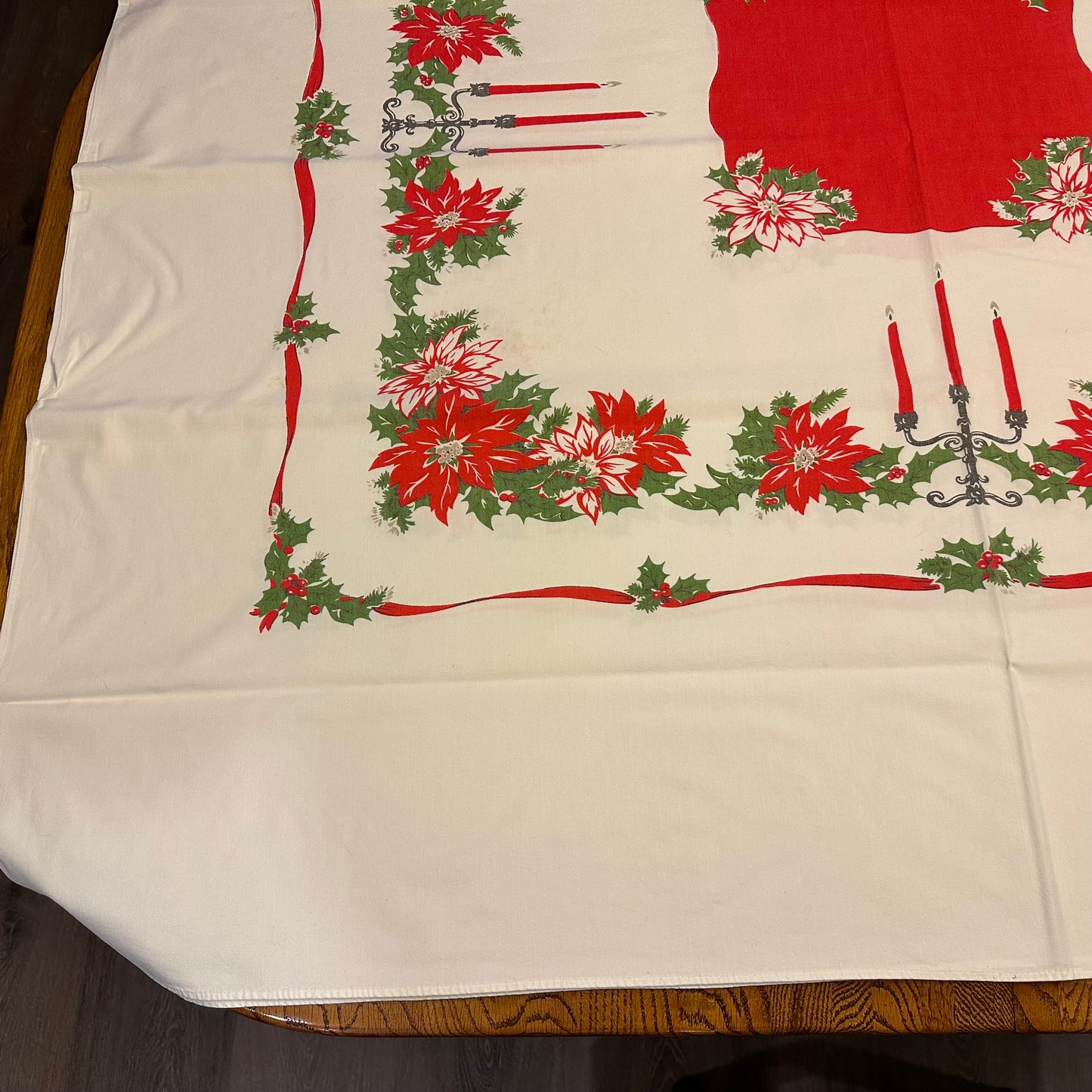 Poinsettia Christmas Tablecloth, 72 X 58
