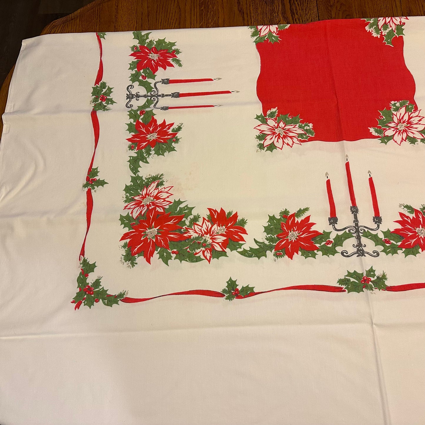 Poinsettia Christmas Tablecloth, 72 X 58