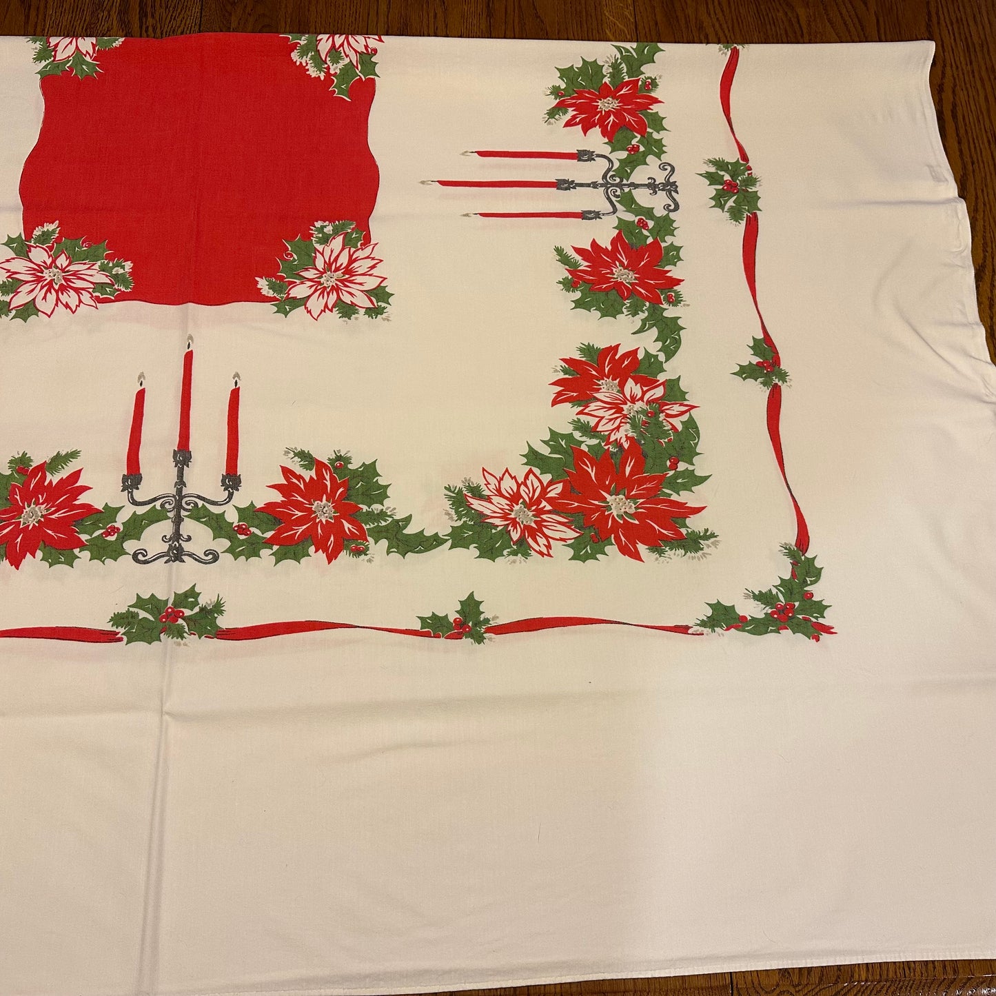 Poinsettia Christmas Tablecloth, 72 X 58