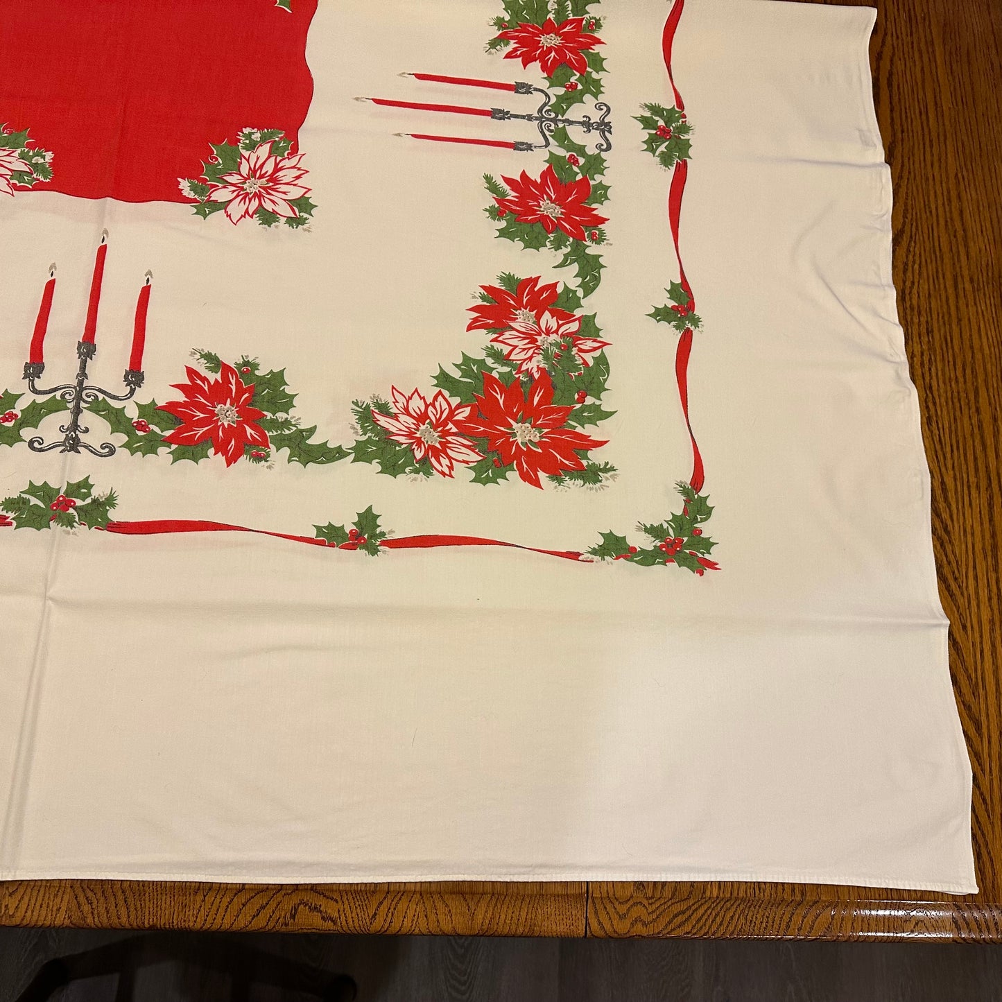 Poinsettia Christmas Tablecloth, 72 X 58