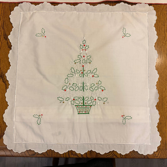 Christmas  Pillow Case, Embroidered 18" Square