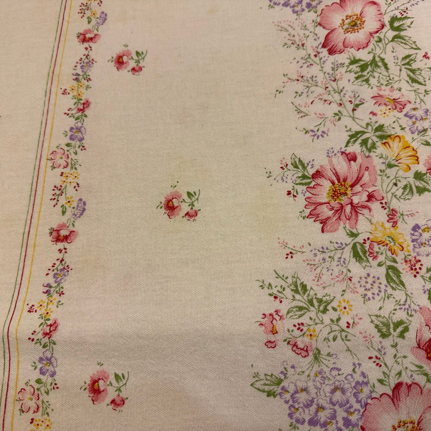 Pink Floral Tablecloth, Scalloped Edges, 51 X 60