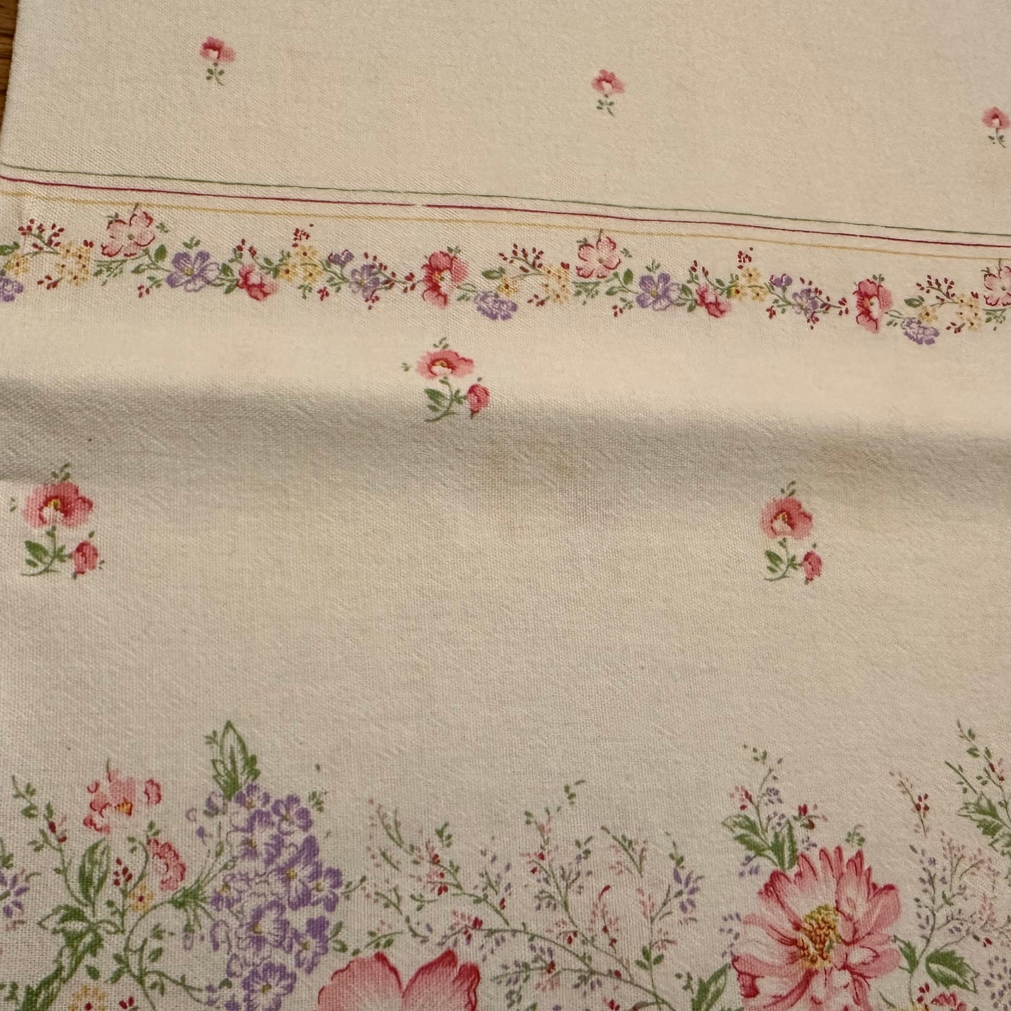 Pink Floral Tablecloth, Scalloped Edges, 51 X 60