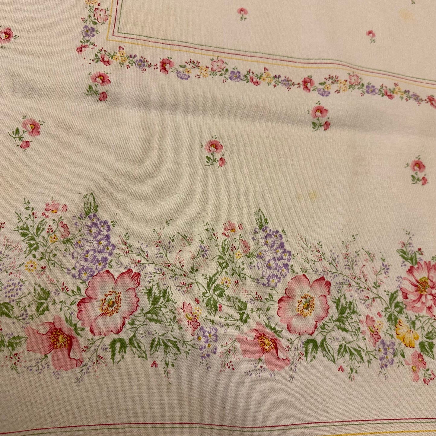 Pink Floral Tablecloth, Scalloped Edges, 51 X 60