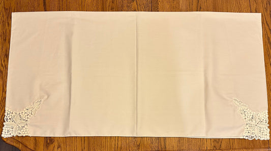 Ecru Tablecloth with Decorative Corners, 44 X 45