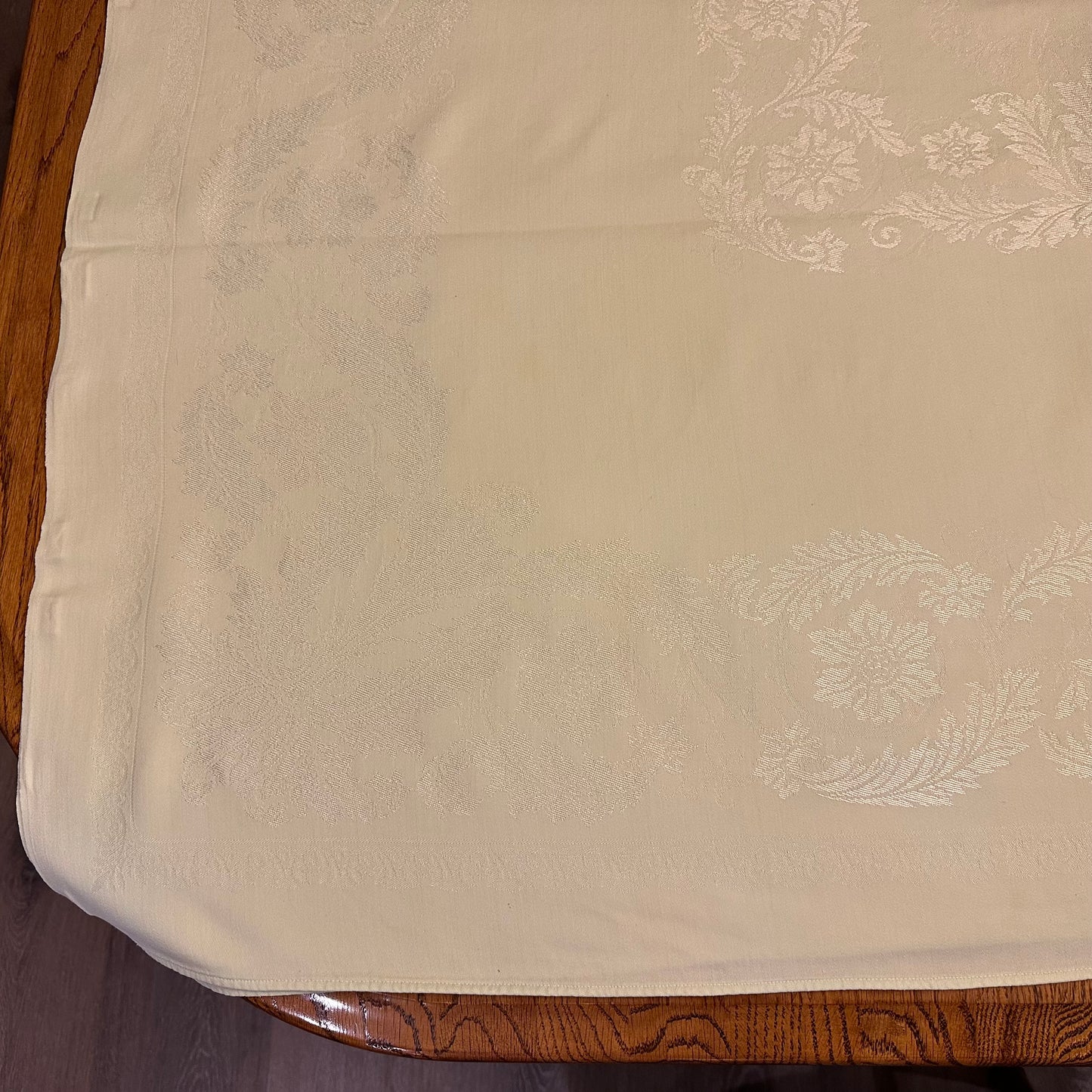 Light Green Damask Tablecloth, 53 X 70