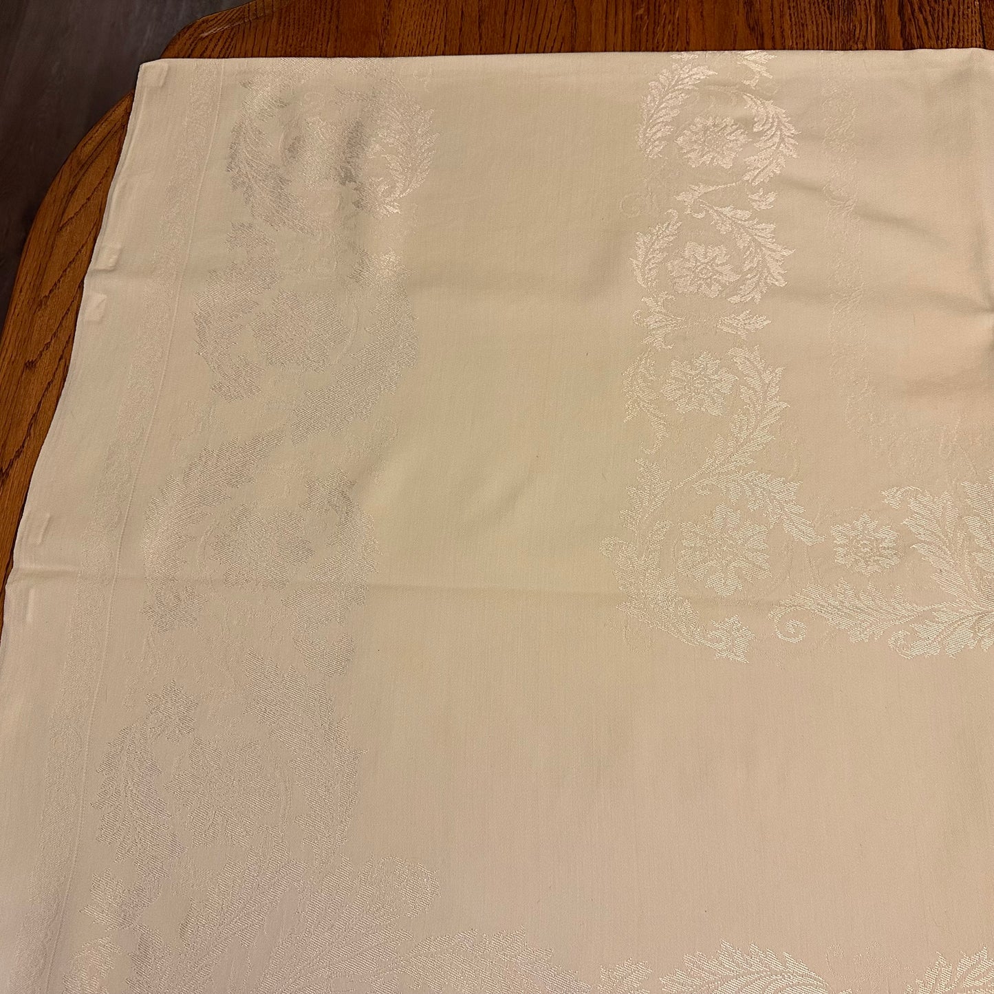 Light Green Damask Tablecloth, 53 X 70