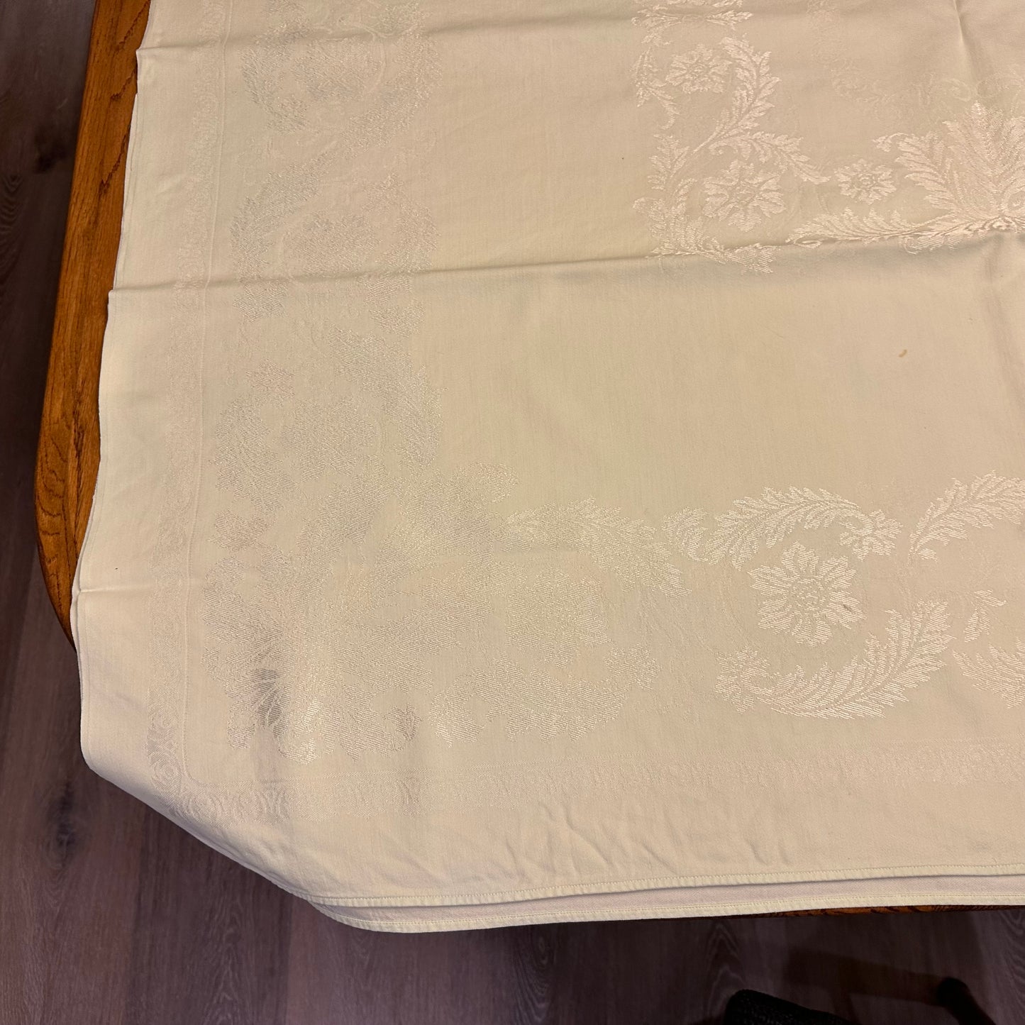 Light Green Damask Tablecloth, 53 X 70