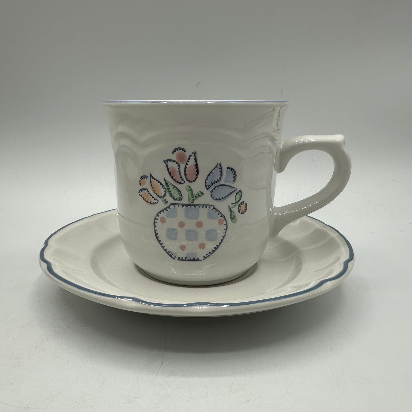 American Tapestry Cups and Saucers, Set of 4