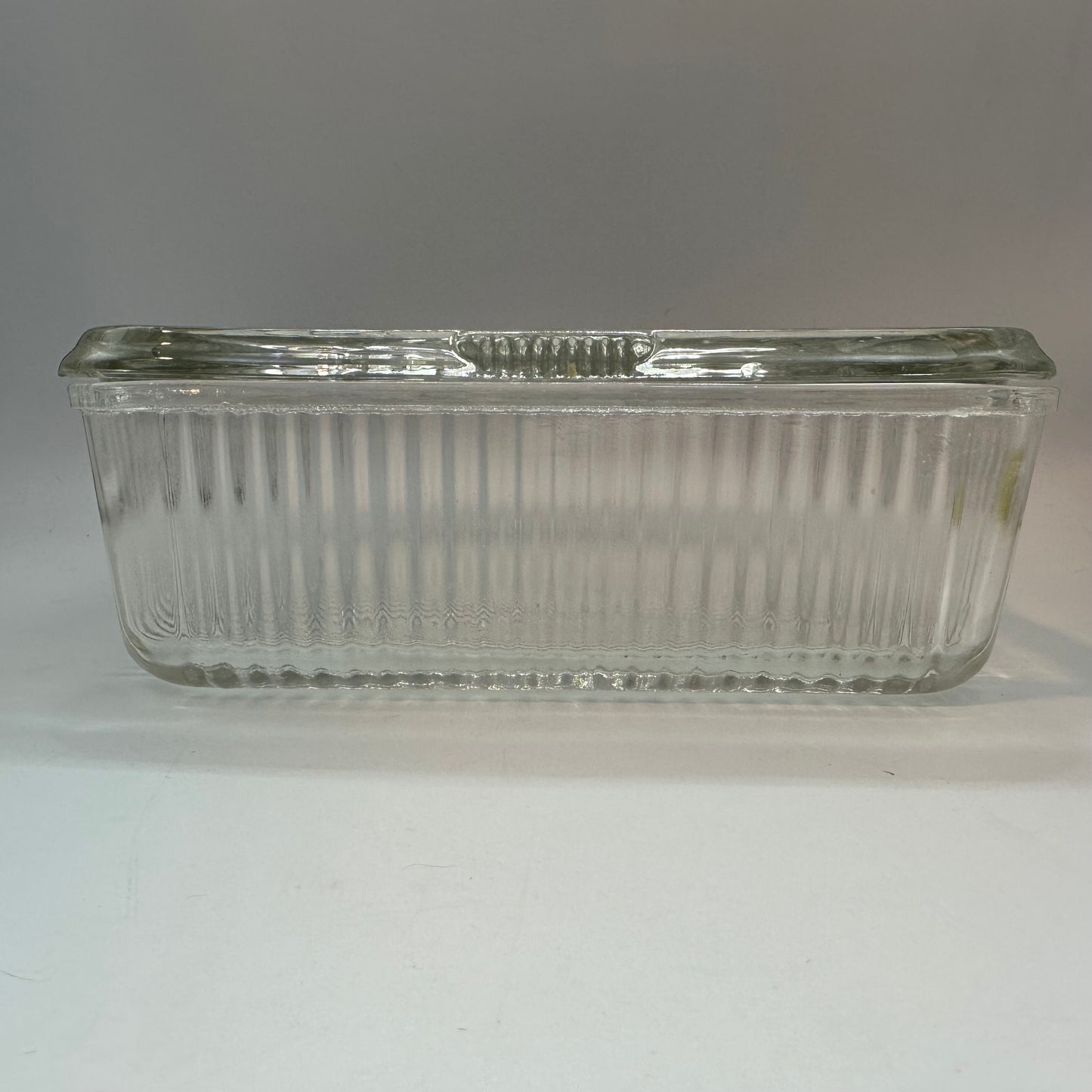 Federal Glass Ribbed Vegetable Harvest Refrigerator Dish 8 1/2"
