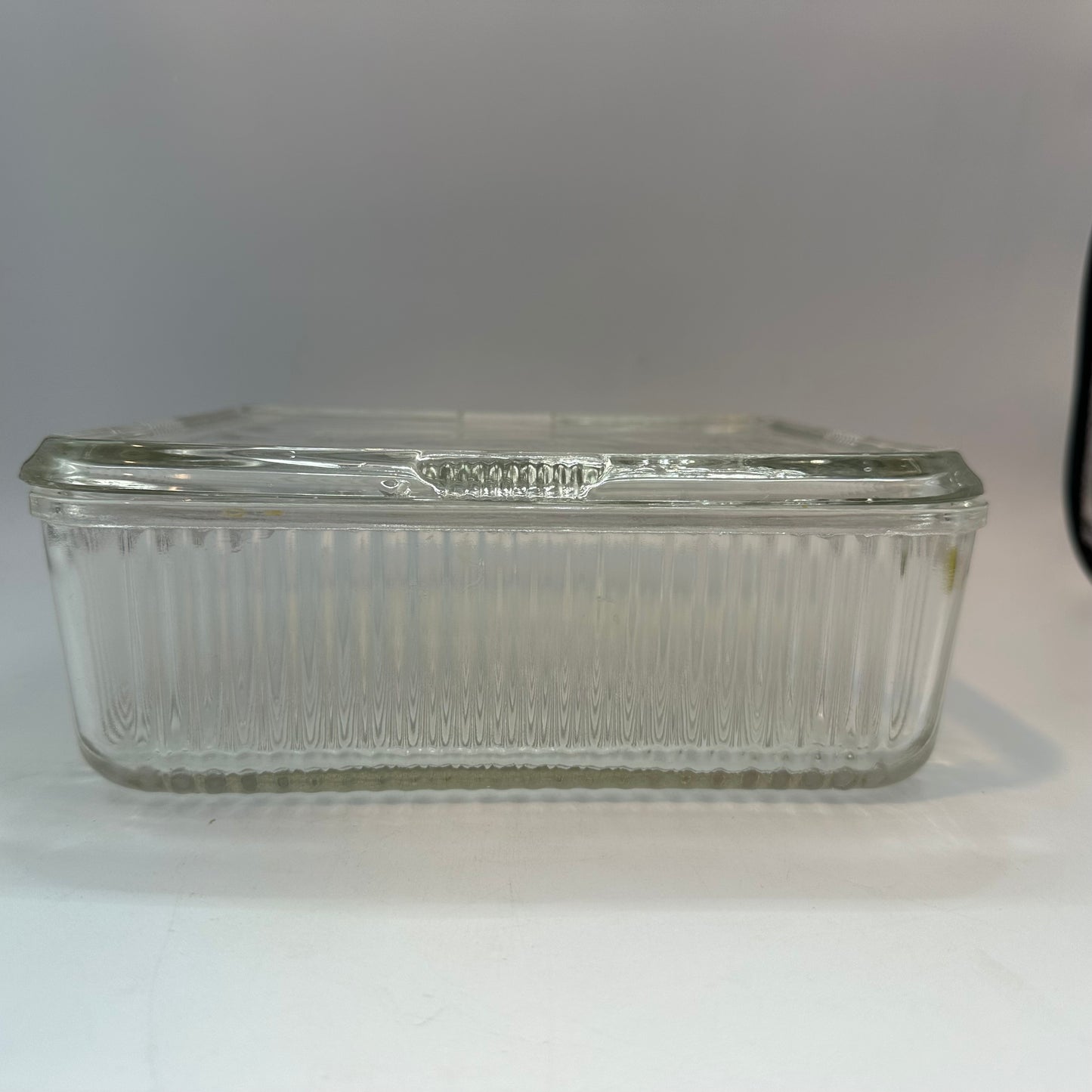 Federal Glass Ribbed Vegetable Harvest Refrigerator Dish 8 1/2"