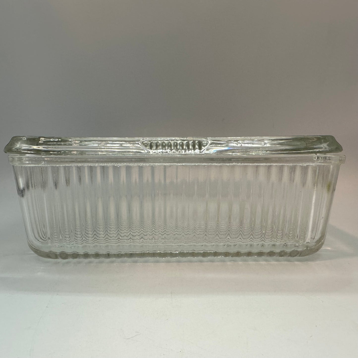 Federal Glass Ribbed Vegetable Harvest Refrigerator Dish 8 1/2"
